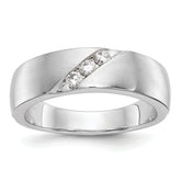 14K White Gold 3-Stone 1/5 carat Diamond Complete Men's Band