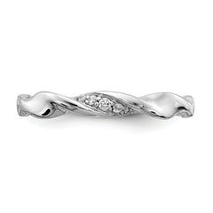 14k White Gold Diamond Fancy Twist Ring