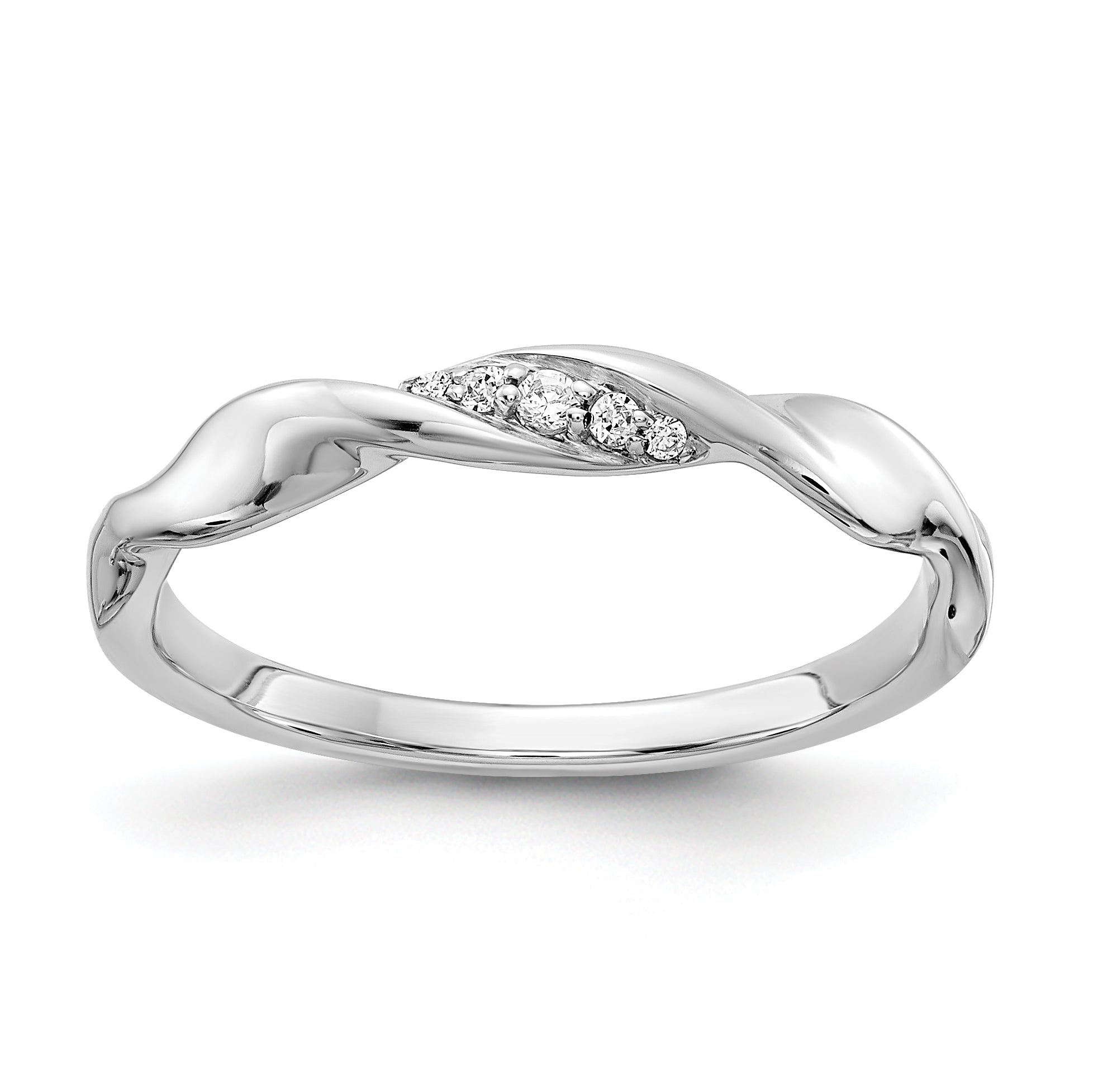 14k White Gold Diamond Fancy Twist Ring
