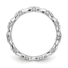14k White Gold Diamond Fancy Bamboo Ring