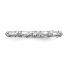 14k White Gold Diamond Fancy Bamboo Ring