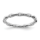 14k White Gold Diamond Fancy Bamboo Ring