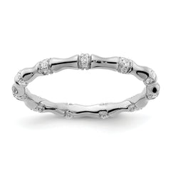 14k White Gold Diamond Fancy Bamboo Ring