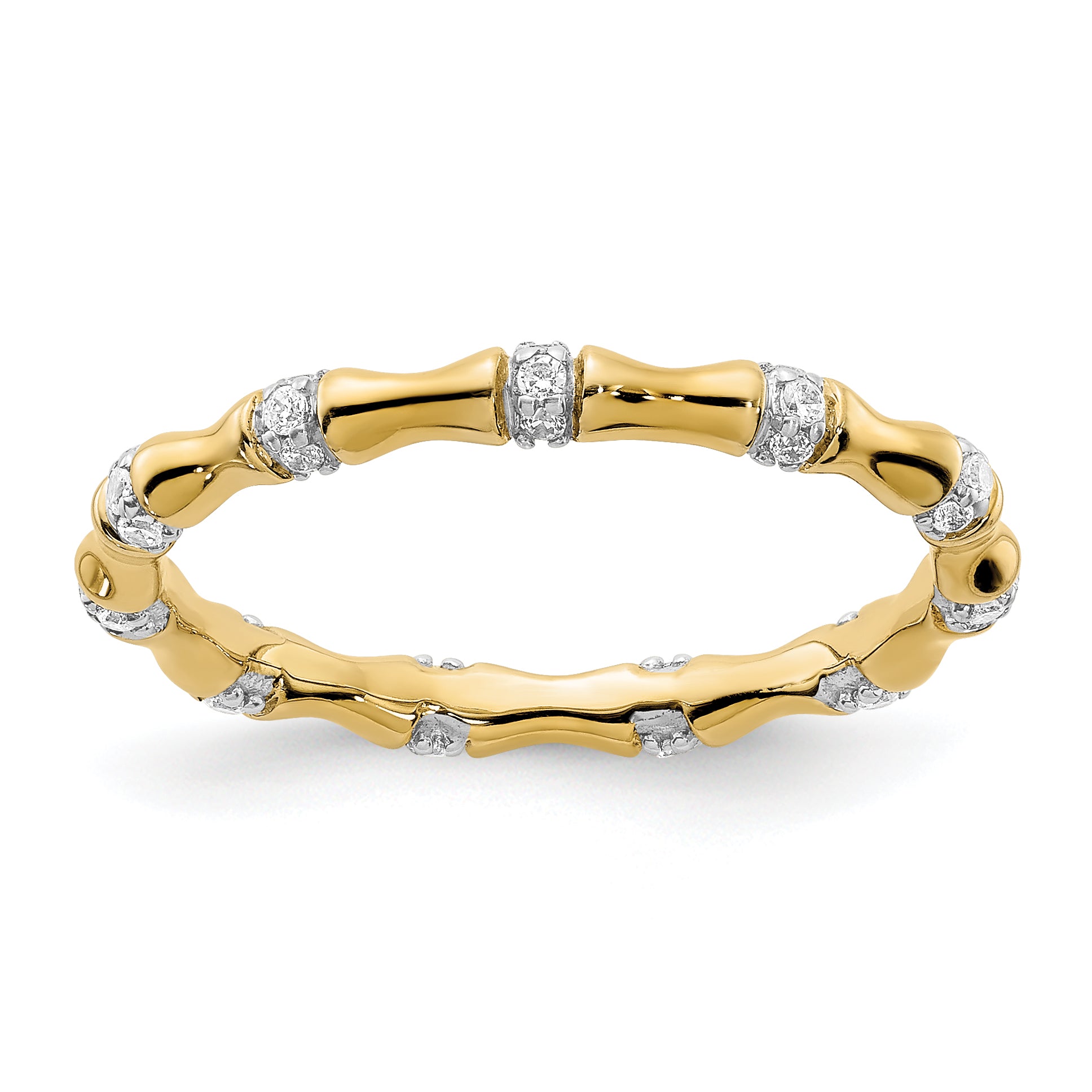 14k Diamond Fancy Bamboo Ring