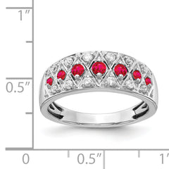 14k White Gold Diamond and Ruby Fancy Ring