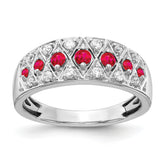 14k White Gold Diamond and Ruby Fancy Ring