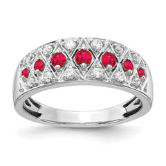 14k White Gold Diamond and Ruby Fancy Ring