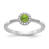 14k White Gold Diamond and Cabochon Peridot Ring