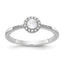 14k White Gold Diamond and Cabochon White Topaz Ring
