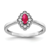 14k White Gold Diamond and Oval Cabochon Ruby Ring