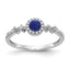 14k White Gold Diamond and Cabochon Sapphire Halo Ring