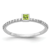 14k White Gold Diamond and Princess Peridot Ring