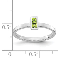 14k White Gold Bezel-set Peridot Ring