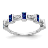 14k White Gold Fancy Diamond and Sapphire Ring