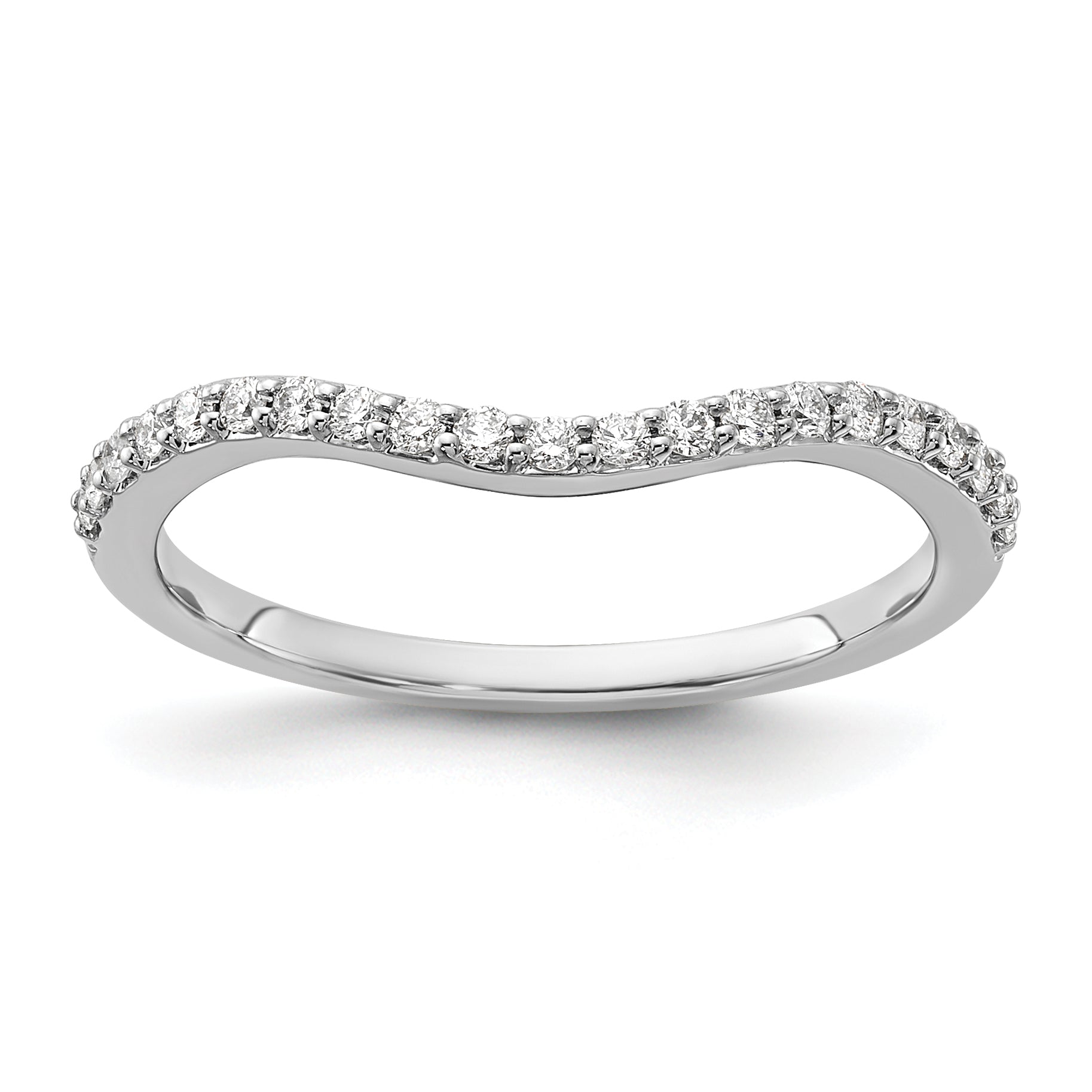 14k White Gold Curved Diamond Ring