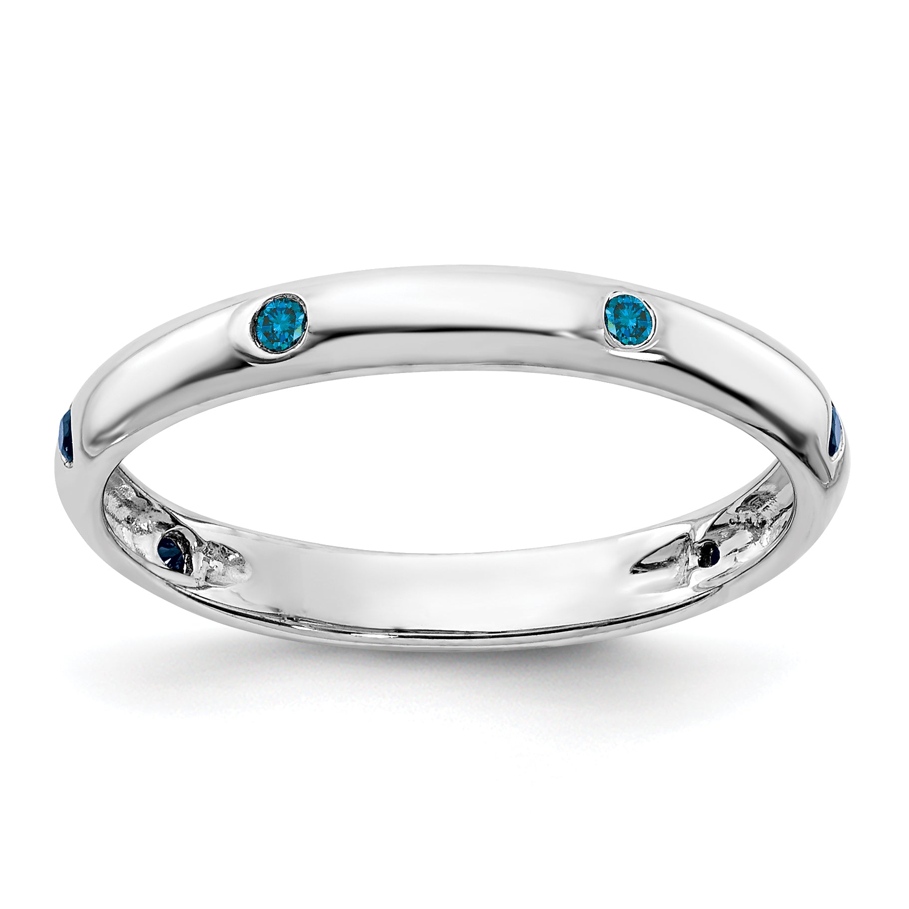 14k White Gold 6-stone Blue Diamond Band