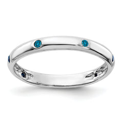 14k White Gold 6-stone Blue Diamond Band