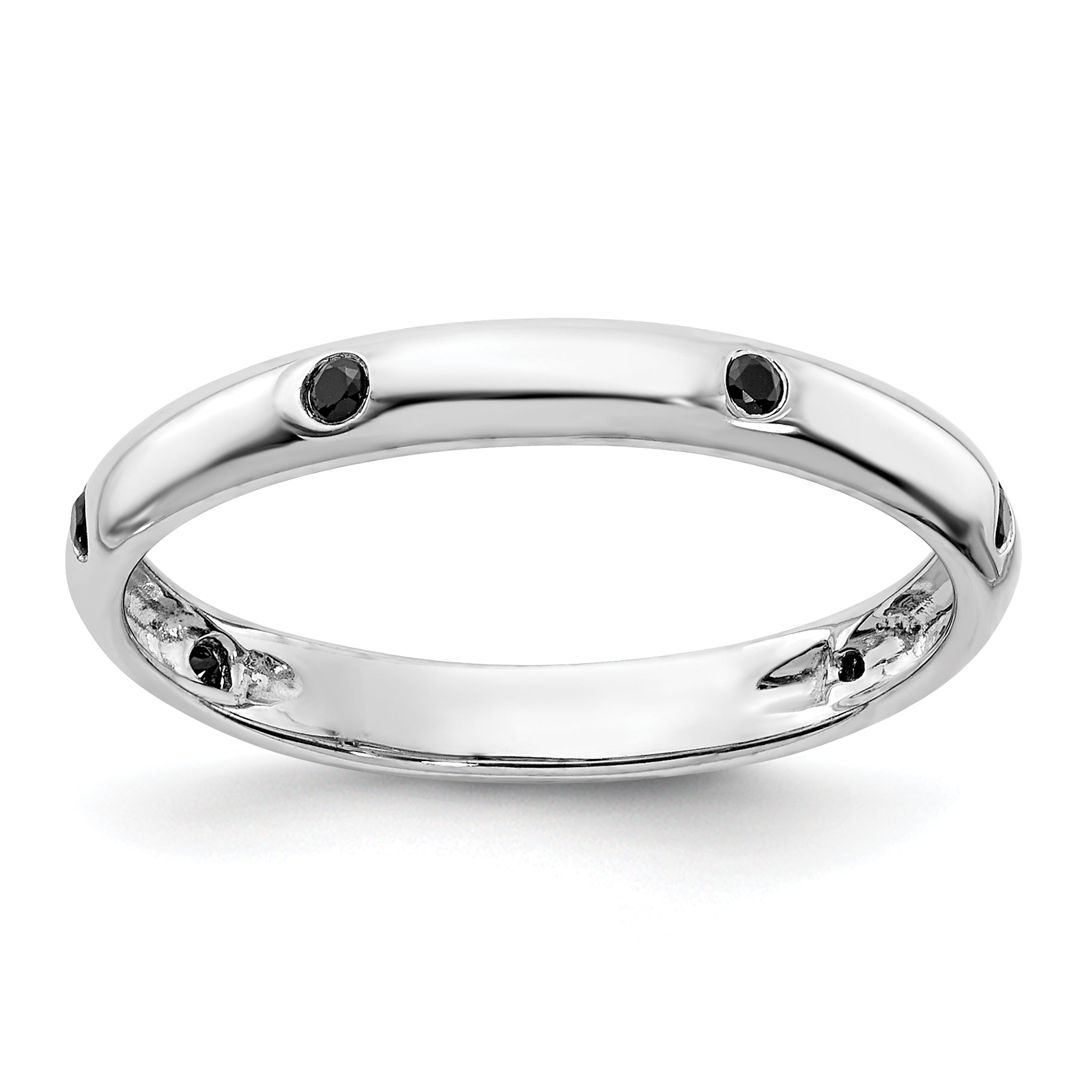14k White Gold 6-stone Black Diamond Band