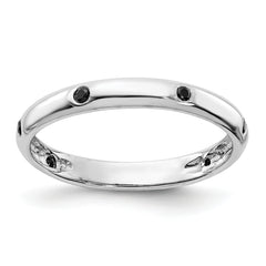 14k White Gold 6-stone Black Diamond Band