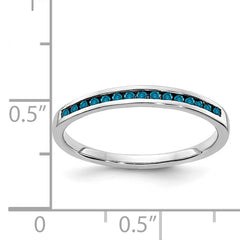 14k White Gold Blue Diamond Channel Band