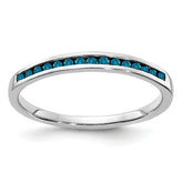 14k White Gold Blue Diamond Channel Band