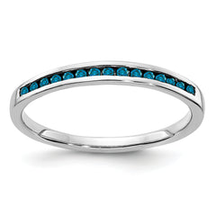 14k White Gold Blue Diamond Channel Band