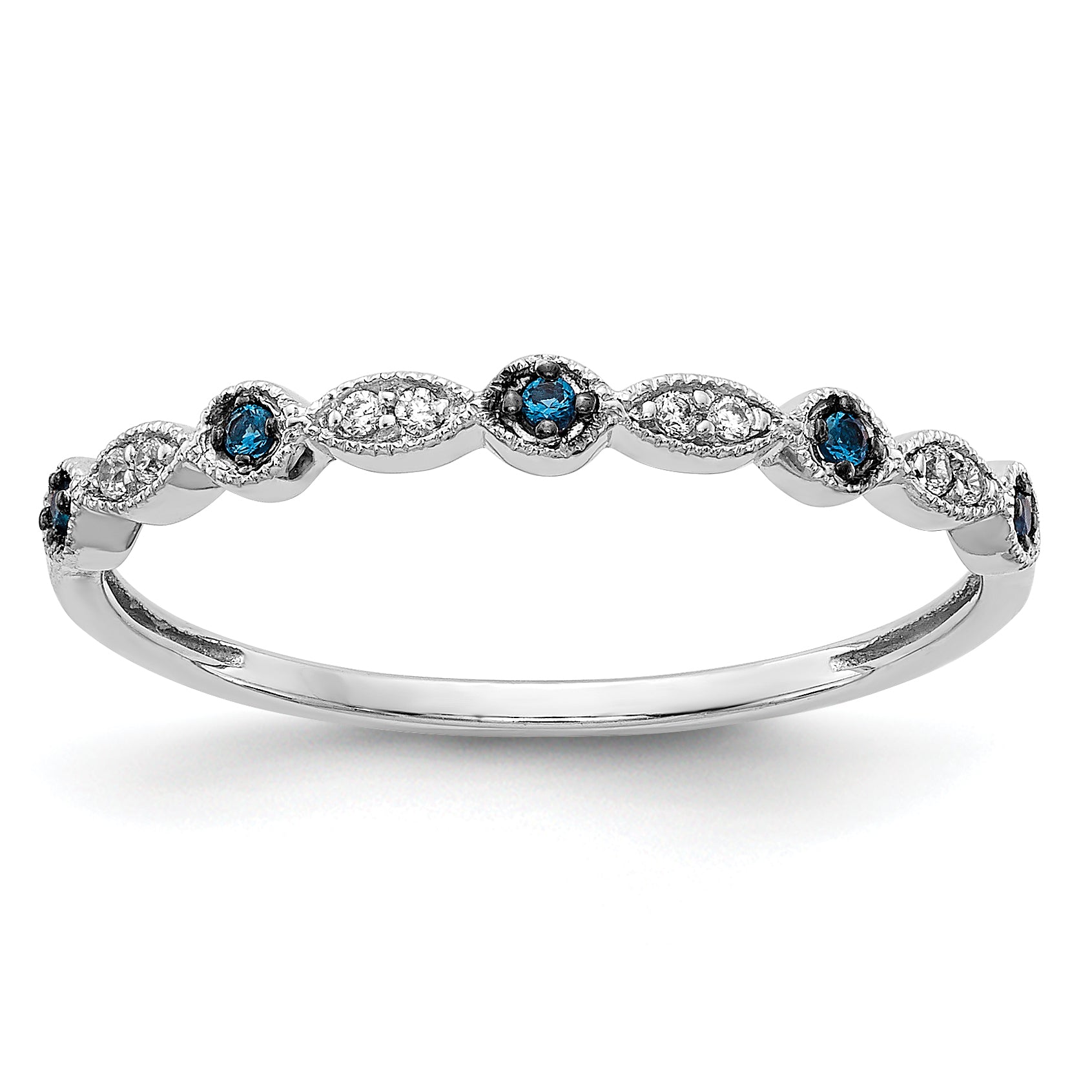 14k White Gold Blue/White Diamond Fancy Band