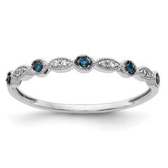 14k White Gold Blue/White Diamond Fancy Band
