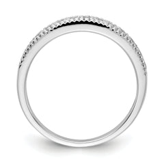 14k White Gold Diamond Beaded Edge Band