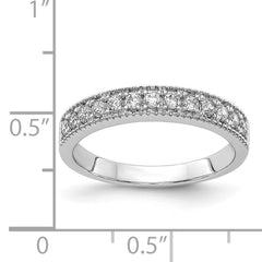 14k White Gold Diamond Beaded Edge Band