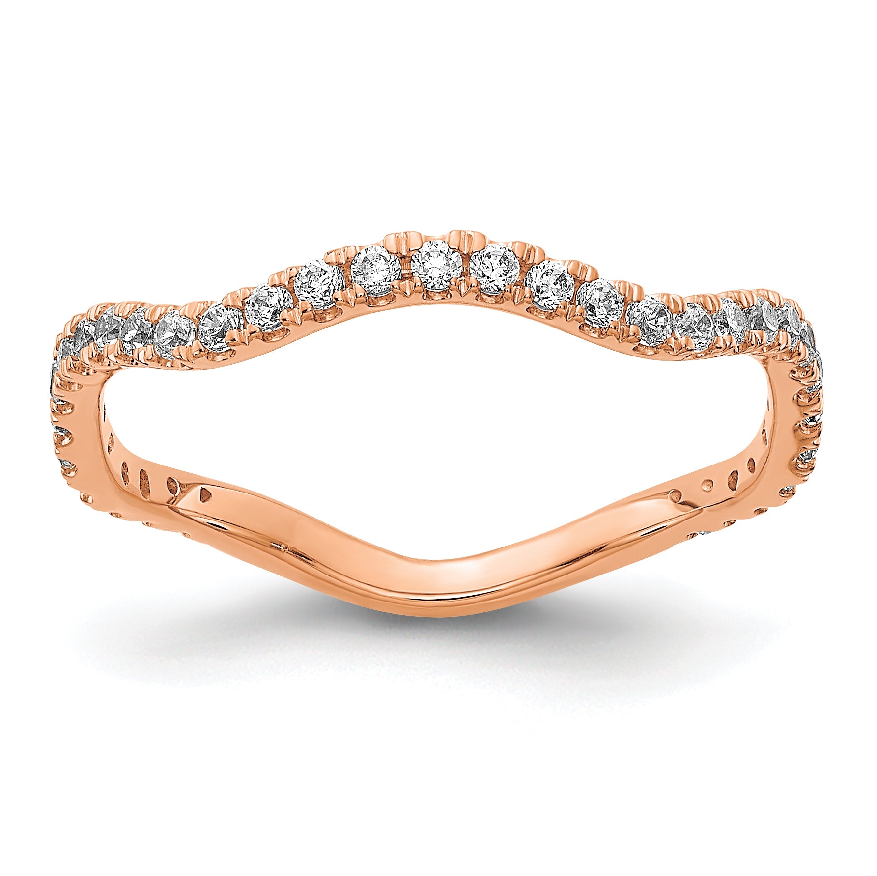 14k Rose Gold Diamond Wavy Band