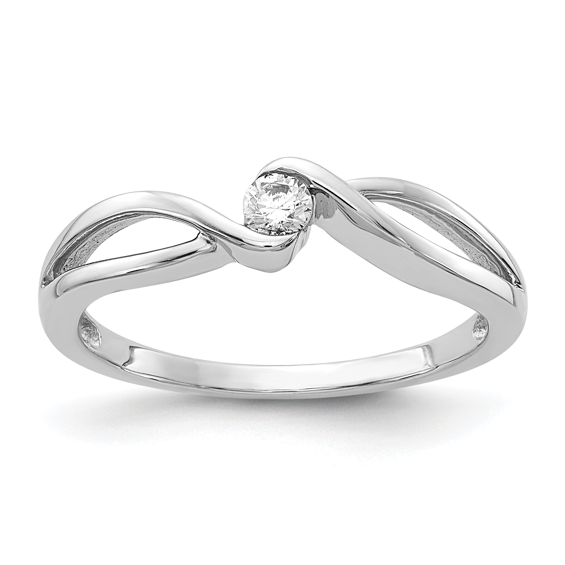 14kt White Gold Polished Diamond Ring