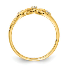 14k Gold Polished Diamond Wave Ring