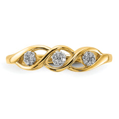 14k Gold Polished Diamond Wave Ring