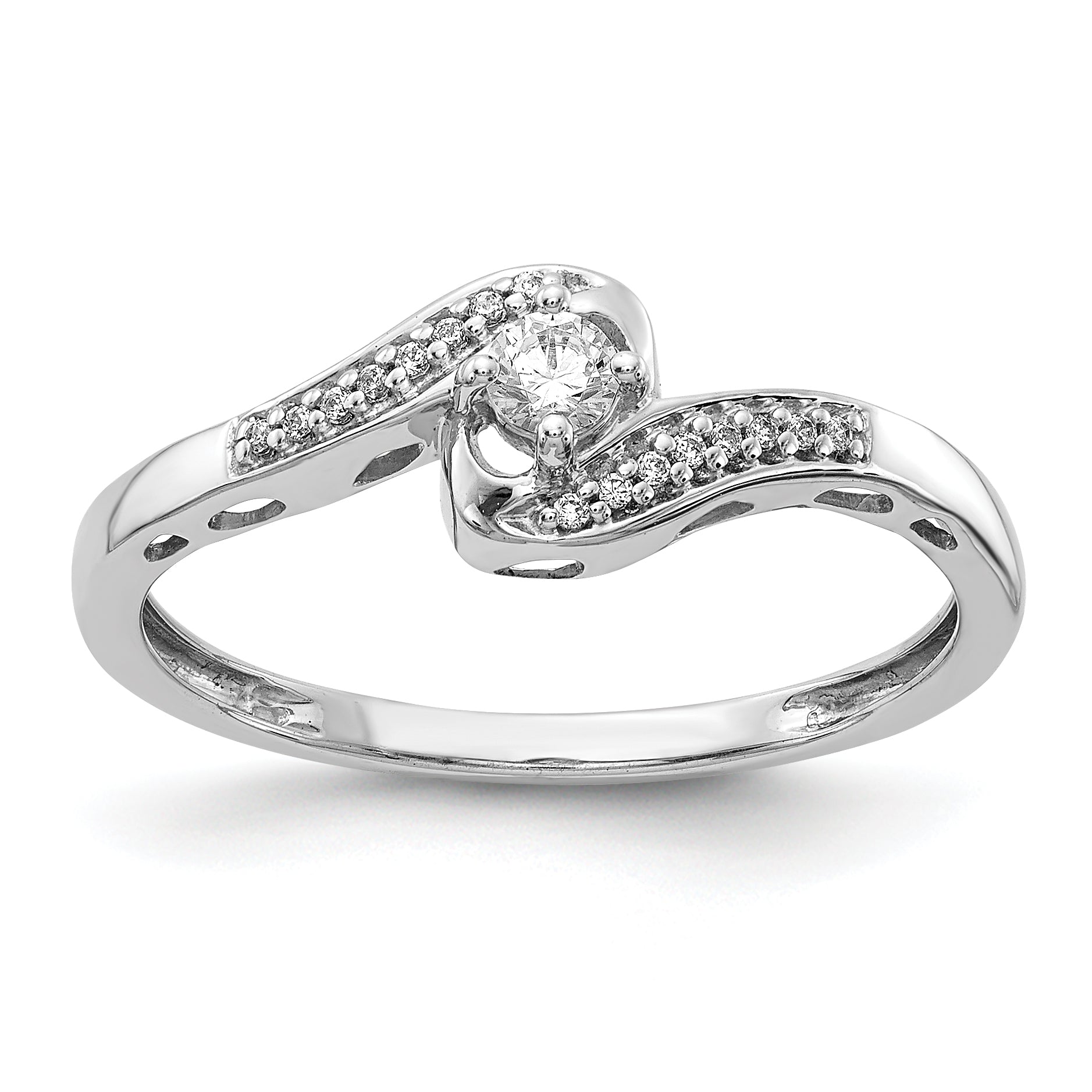 14k White Gold Diamond Bypass Ring