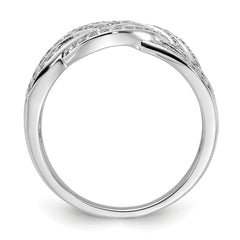 14k White Gold Woven Diamond Ring