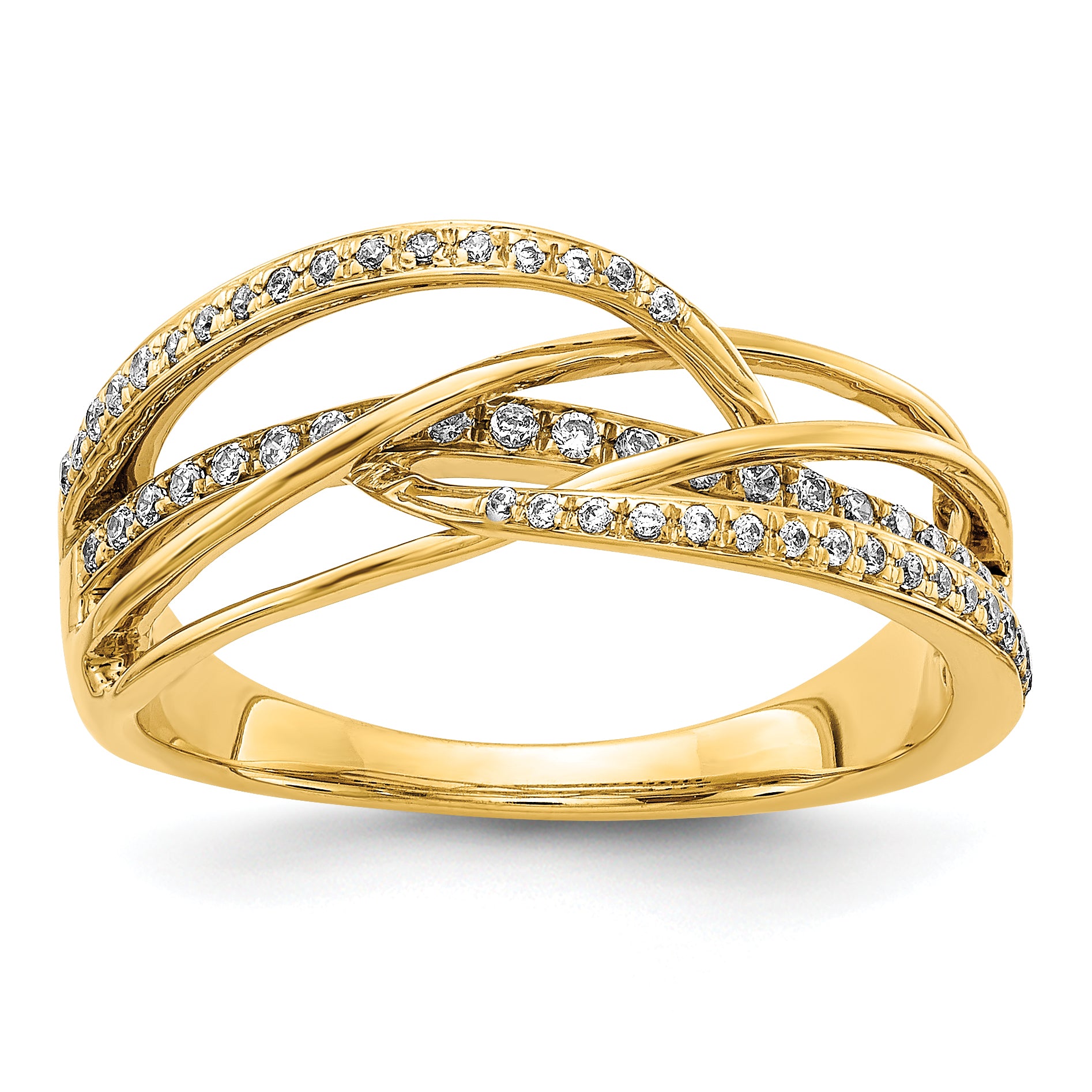 14k Diamond Swirl Ring