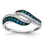 14k White Gold Blue and White Diamond Swirl Ring