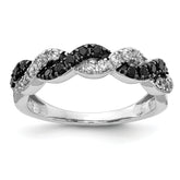 14k White Gold Black/White Diamond Twist Ring