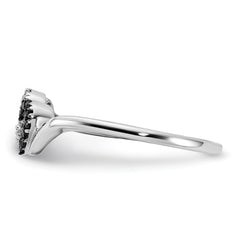 14k White Gold Black and White Diamond Double Heart Ring