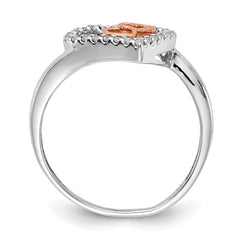 14k White Gold and Rose Gold Diamond Heart Ring