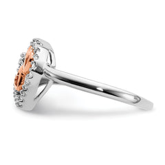14k White Gold and Rose Gold Diamond Heart Ring