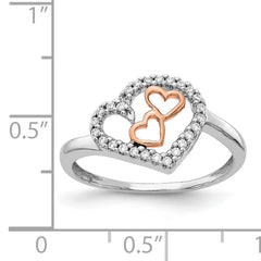 14k White Gold and Rose Gold Diamond Heart Ring
