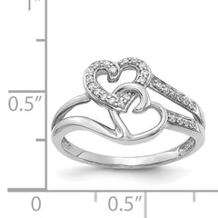 14k White Gold Diamond Hearts Ring