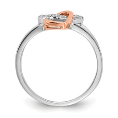 14k White/Rose Gold Diamond Double Heart Ring