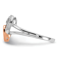 14k White/Rose Gold Diamond Double Heart Ring