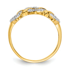 14k Diamond Triple Heart Ring