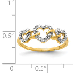 14k Diamond Triple Heart Ring