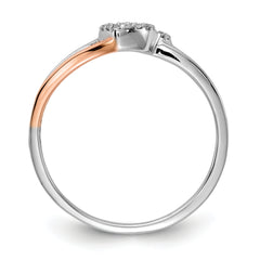 14k White and Rose Gold Diamond Polished Double Heart Ring