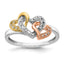 Diamond Triple Heart Ring in 14K Tri-Color Gold (1/15 ct. tw.), Size 7 - Sophia Jewelers
